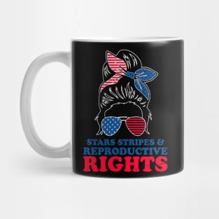 Retro Messy Bun Pro Choice Stars Stripes Reproductive Rights Mug